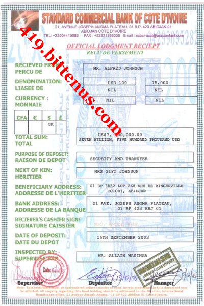 The Deposit Certificate